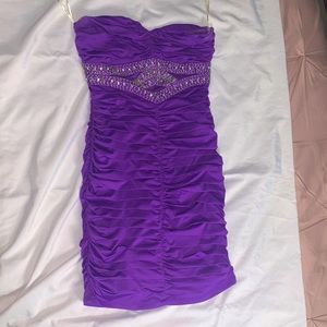 Purple strapless dress